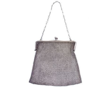 A George V silver mesh evening/purse, by S Blanckensee & Son Ltd, hallmarks Birmingham 1915, width 15cm, 8.2ozVery good overa