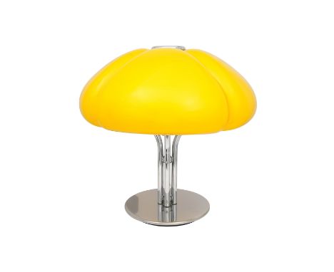 ATTRIBUTED TO GAE AULENTI (ITALIAN 1927-2012) FOR HARVEY GUZZINI: A 'Quadrifoglio' table lamp, circa 1960s, the yellow acryli