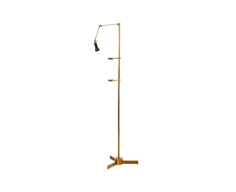 ANGELO LELLI (ITALIAN 1911-1989) FOR ARREDOLUCE: A 'Cavalletto' easel floor lamp, circa 1958, the brass tubular stem, with an