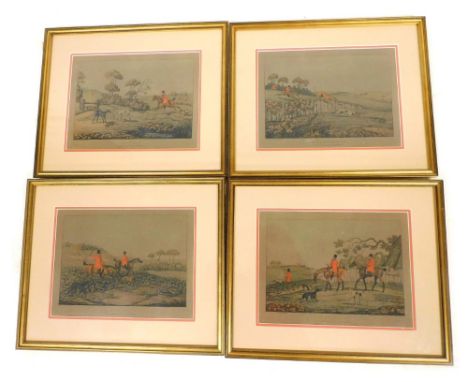 After Henry Thomas Alken. Four hunting prints, comprising Going Out, Running In View, The Death, and Finding, published by I 