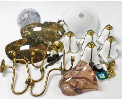 A group of contemporary light fittings and shades.  (a quantity)