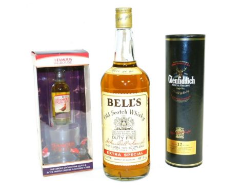 A bottle of Bells Old Scotch whisky, 1 litre, together with a bottle of Glenfiddich Special Reserve single malt 12 years Scot