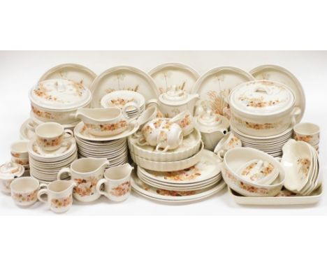 A Poole pottery Summer Glory pattern dinner and tea service, including vegetable tureens and covers, dinner plates, oval meat