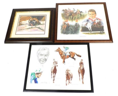 Two horse racing related prints, comprising after Peter Deighan, Dunwoody's Best, signed limited edition print number 224/850