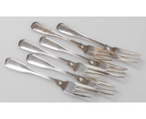 A set of six Poul C Lutken Frigast Danish silver cake forks, 6.39oz. 