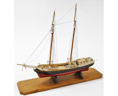 A wooden scale model of a Brigatine, 57cm wide.