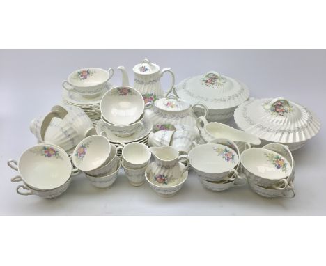 Royal Doulton Windermere pattern tea & coffee service comprising nine side plates, twelve tea plates, twelve soup bowls, nine