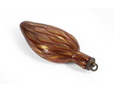 An Aventurine-Glass Scent-Bottle, Probably 19th Century, the tapering faceted body with red and yellow swirls on a clear grou