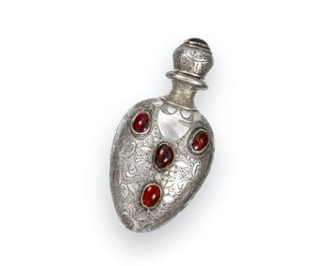 A French Silver and 'Gem'-Set Scent-Bottle, With French Control Mark for Small Articles, Last Half 19th Century, tapering, th