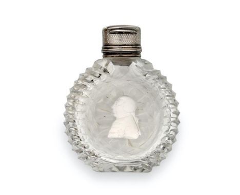 A George III or George IV Silver-Mounted Sulfide Scent-Bottle, Probably by Apsley Pellatt and Co., London, Circa 1820, shaped