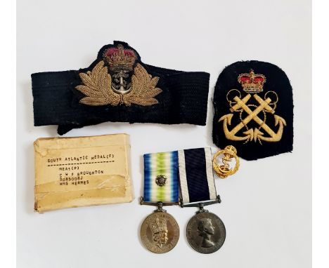 Falklands War Long Service and South Atlantic medals awarded to MEA1(P) CWF Broughton D085008J HMS Hermes, in original box, w