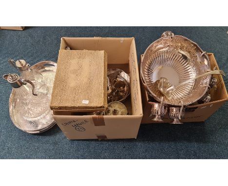 A large collection of silver plate and EPNS, to include wine cooler, punchbowl with attached cups, flatware, sets of goblets,