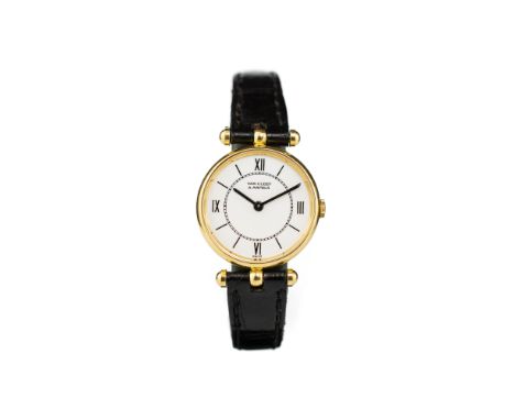 Van Cleef &amp; Arpels Damenarmbanduhr Quarz, Gehäuse 750 Gelbgold, punziert (Exportmarke), Gehäuse Ø 24 mm, Original-Armband