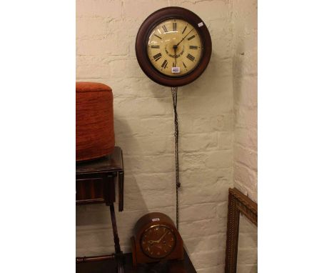 Victorian circular wall clock and Deco walnut mantel clock (2).