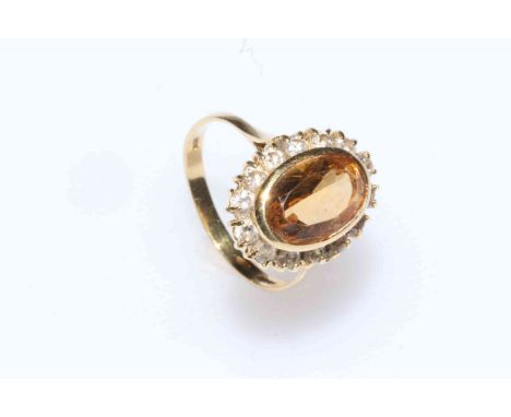 18 carat gold and citrine ring, size O.