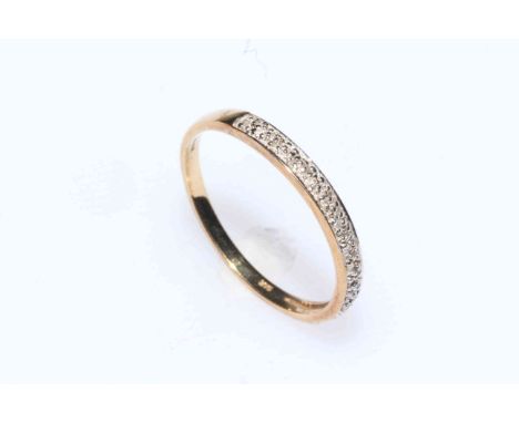 9 carat gold and diamond set half eternity ring, size V.