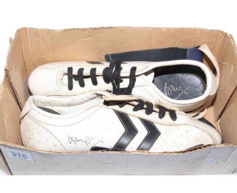 Alan Ball signed Hummel football boots.