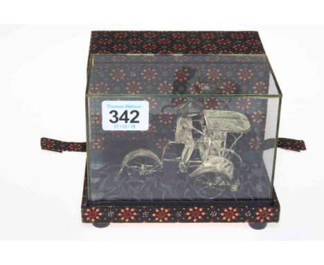 Silver Chinese rickshaw, cased.