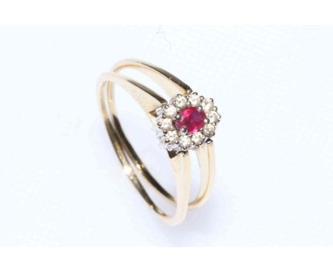 Diamond and ruby ring.