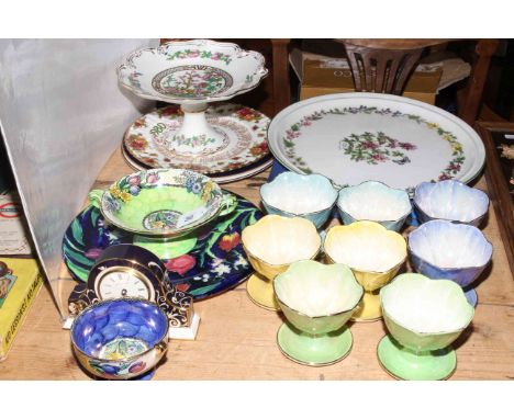 Maling ware including tulip plate and sundae dishes, Spode Queen Mother plate, Royal Worcester herbs plate, etc.