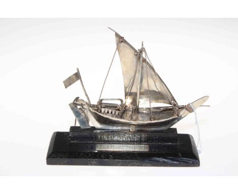 Chinese silver model of a junk, 16cm height.
