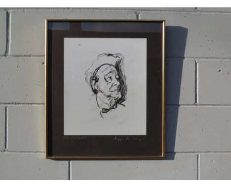 MAGGIE HAMBLING (born 1954): A framed and glazed lithograph, 'Max Wall' signed in the stone and hand-signed in wax crayon. Im