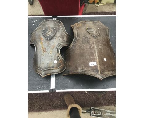 TWO VINTAGE BREAST PLATES WITH SHIELD DESIGN 