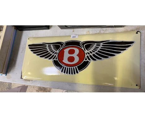 A BENTLEY ENAMEL RECTANGULAR SIGN 