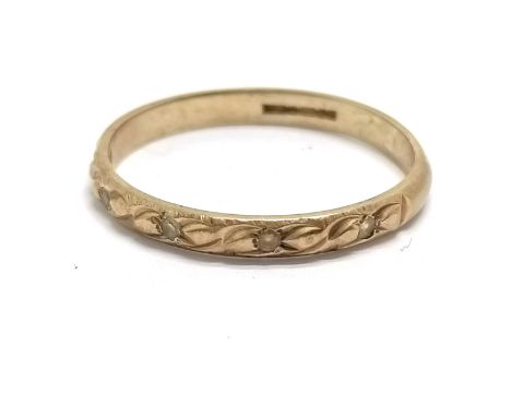 9ct hallmarked gold fancy half eternity ring set with white stones - size U &amp; 1.9g total weight - SOLD ON BEHALF OF THE N