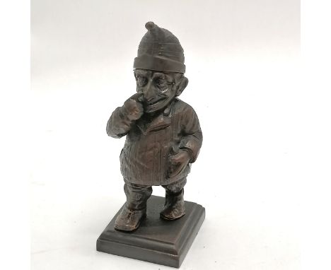 Novelty spelter table lighter in the form of Mr Punch indulging in rhinotillexis (Regd 782230) - 16cm high and has old repair