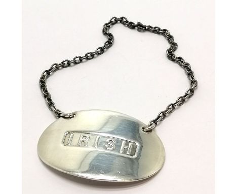 1907 Chester silver IRISH decanter label by Sampson Mordan &amp; Co Ltd - 4.5cm across &amp; 16.8g 