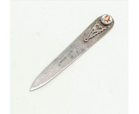 1987 silver page marker with hand painted robin enamel detail by Clive Norman Bullivant - 63mm &amp; 3.4g total weight
