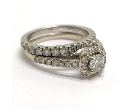 18ct hallmarked white gold diamond cluster ring (centre stone 0.42ct and has certificate) t/w Neil Lane 14ct white gold ring 