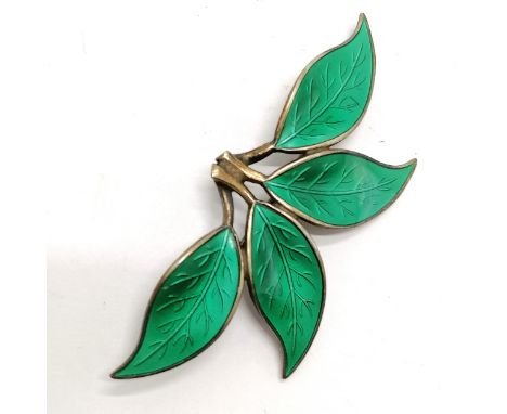 David Andersen silver enamel leaf brooch - 6cm ~ slight a/f to 1 leaf but no losses - SOLD ON BEHALF OF THE NEW BREAST CANCER