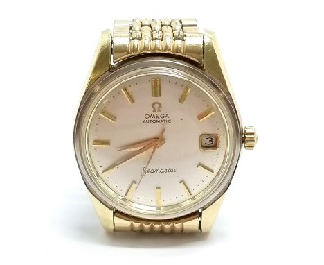 Omega automatic Seamaster gents wristwatch in 34mm case on original gold plated bracelet (has wear but overall in good condit
