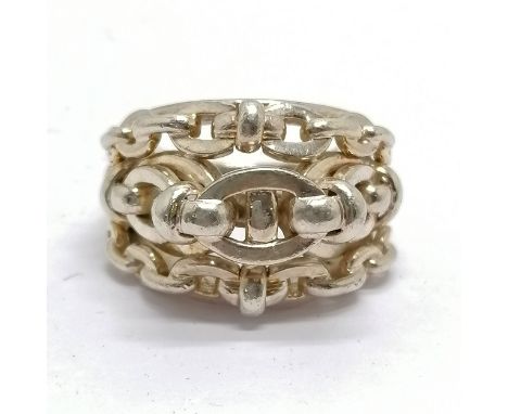 Links of London silver hallmarked heavy silver ring size K - 13.4g 