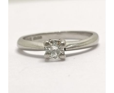 Platinum hallmarked diamond solitaire ring by HM - size K½ &amp; 3.6g total weight 