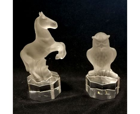Goebel glass owl &amp; horse figures (horse 13cm high)