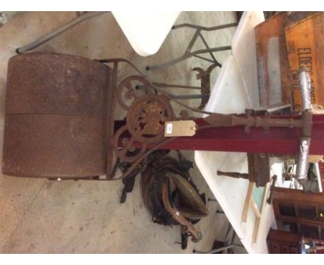 An old cast iron garden roller