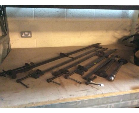 Five Record type woodworking sash clamps and two others