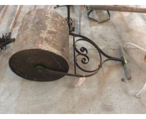 An old cast iron garden roller