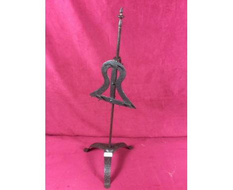 An 18th Century Downhearth wrought iron adjustable tripod lark spit