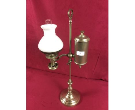 A Prutton's adjustable oil lamp