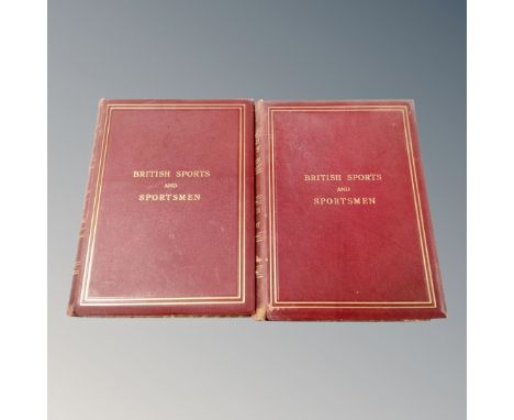 Two leather bound volumes : British Sports and Sportsmen 