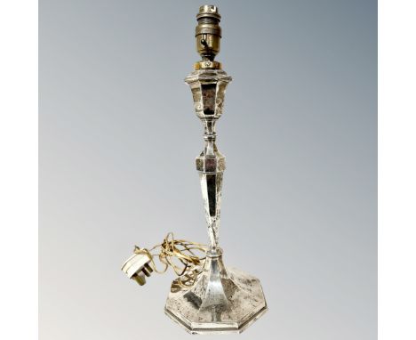 A George V silver table lamp, Birmingham 1928, height 41 cm 