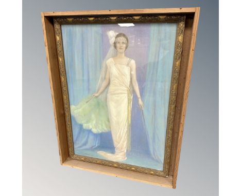 British School : Portrait of a lady in 1920's attire, pastel, 74 cm x 54 cm. *Provenence : Property of the Earl of Durham, La