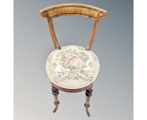 A 19th century walnut tapestry seat chair 