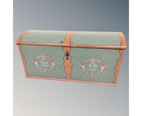 A 19th century Scandinavian oak domed-topped shipping trunk 