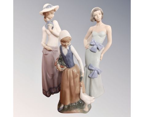 Three Nao figures of ladies 