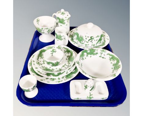 A tray of eleven pieces of Hammersley green dragon patterned tea china. *Provenence : Property of the Earl of Durham, Lambton